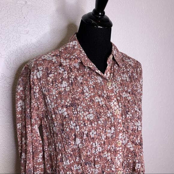 Anthropologie Pilcro Sasha pink floral button down shirt size Extra Small XS - Picture 5 of 15